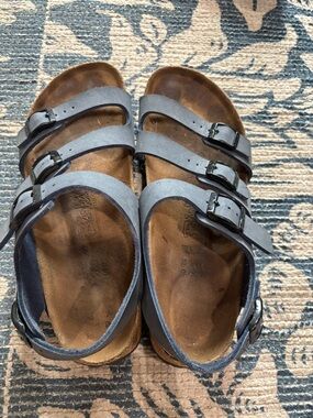 Birkenstock Blue/grey Suede Footbed Sandal